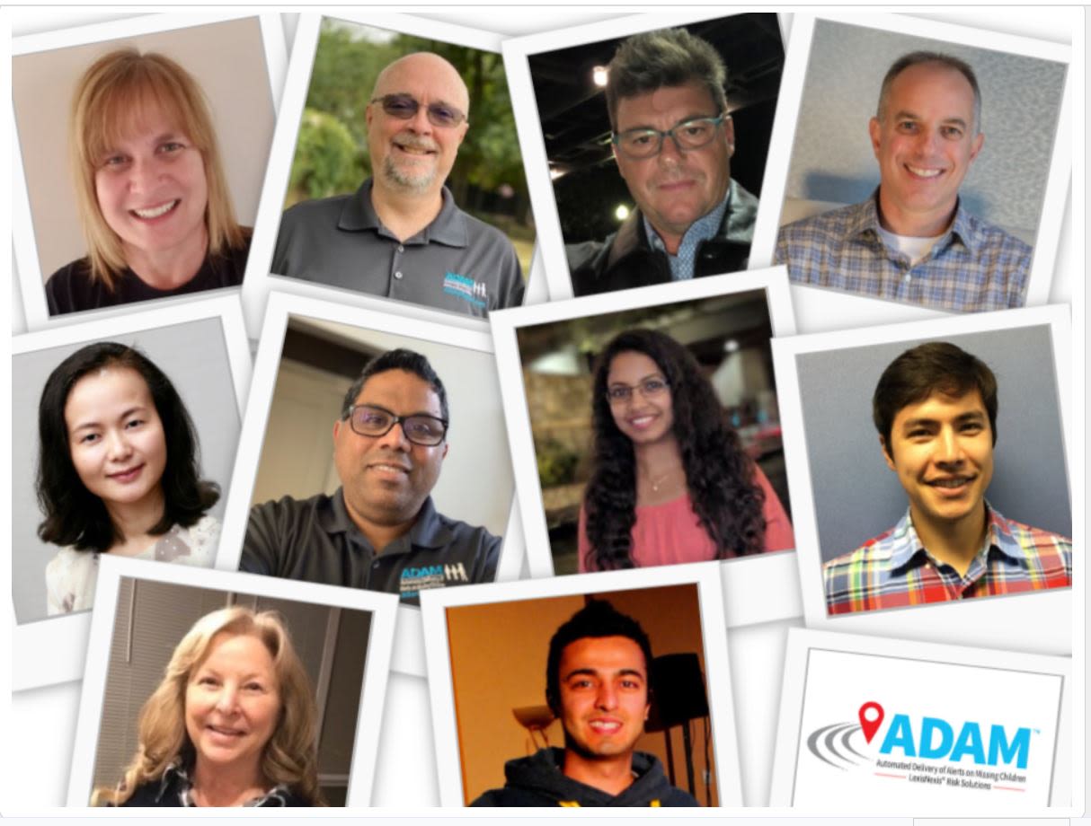 A collage of Risk employee polaroids who volunteer in support of the ADAM Programs.